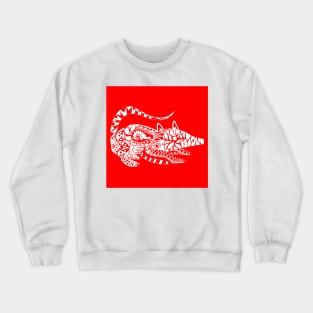 tlacuache in mariachi red style ecopop Crewneck Sweatshirt